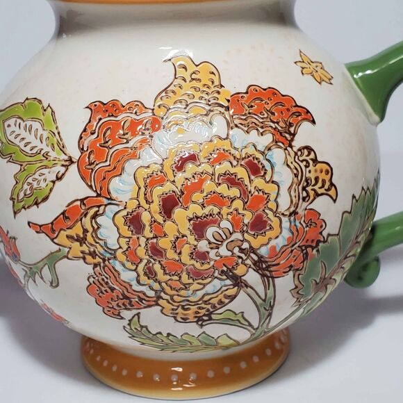 Artistic Accents Teapot Floral Orange - Picture 2 of 9